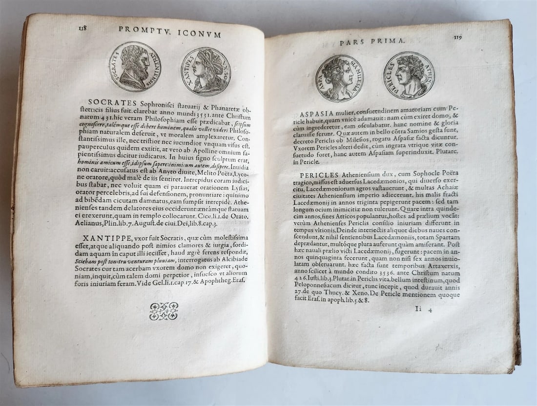 1578 NOTABLE MEN BIOGRAPHIES ILLUSTRATED antique Promtuarii iconum VELLUM 16th C - 12