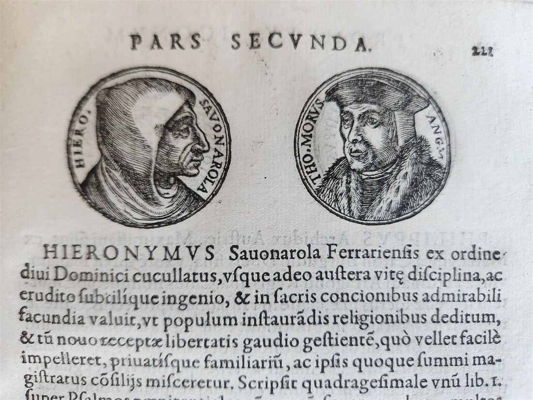 1578 NOTABLE MEN BIOGRAPHIES ILLUSTRATED antique Promtuarii iconum VELLUM 16th C - 18