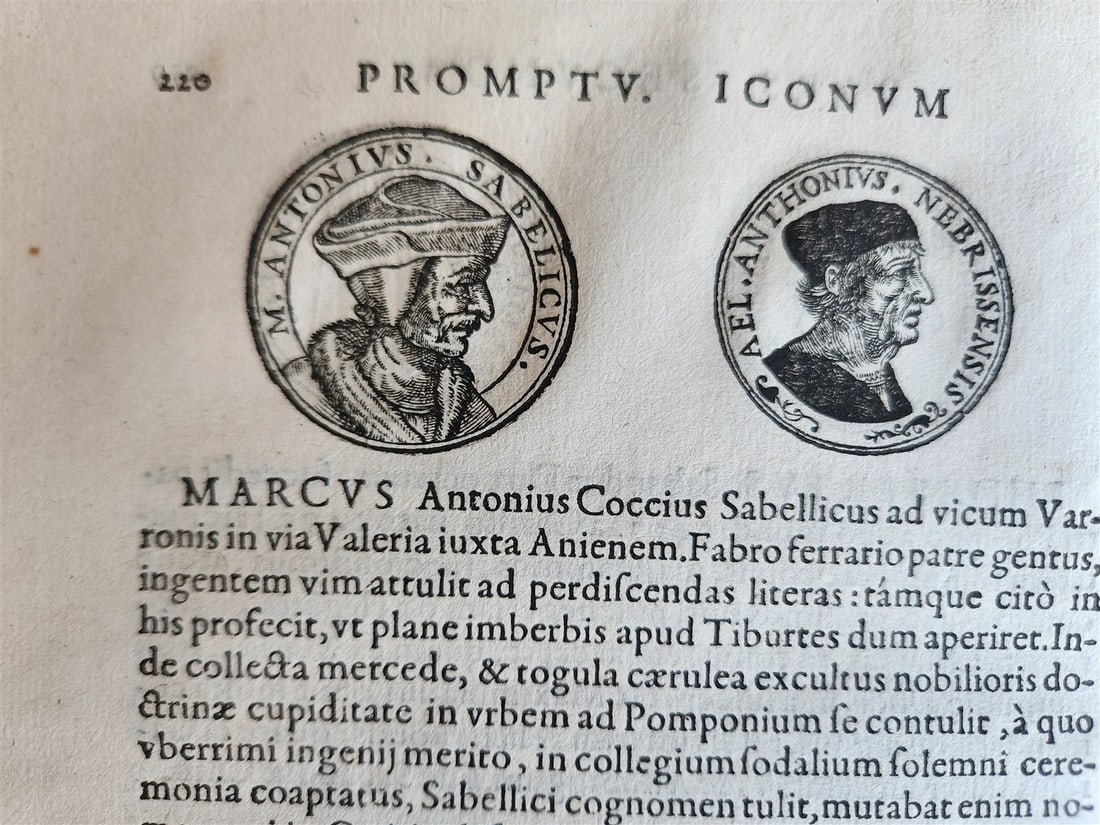 1578 NOTABLE MEN BIOGRAPHIES ILLUSTRATED antique Promtuarii iconum VELLUM 16th C - 19