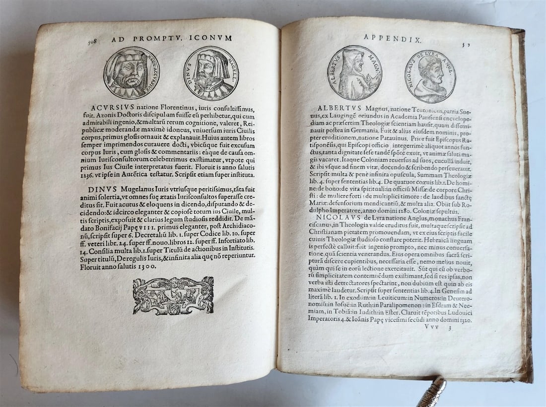 1578 NOTABLE MEN BIOGRAPHIES ILLUSTRATED antique Promtuarii iconum VELLUM 16th C - 20