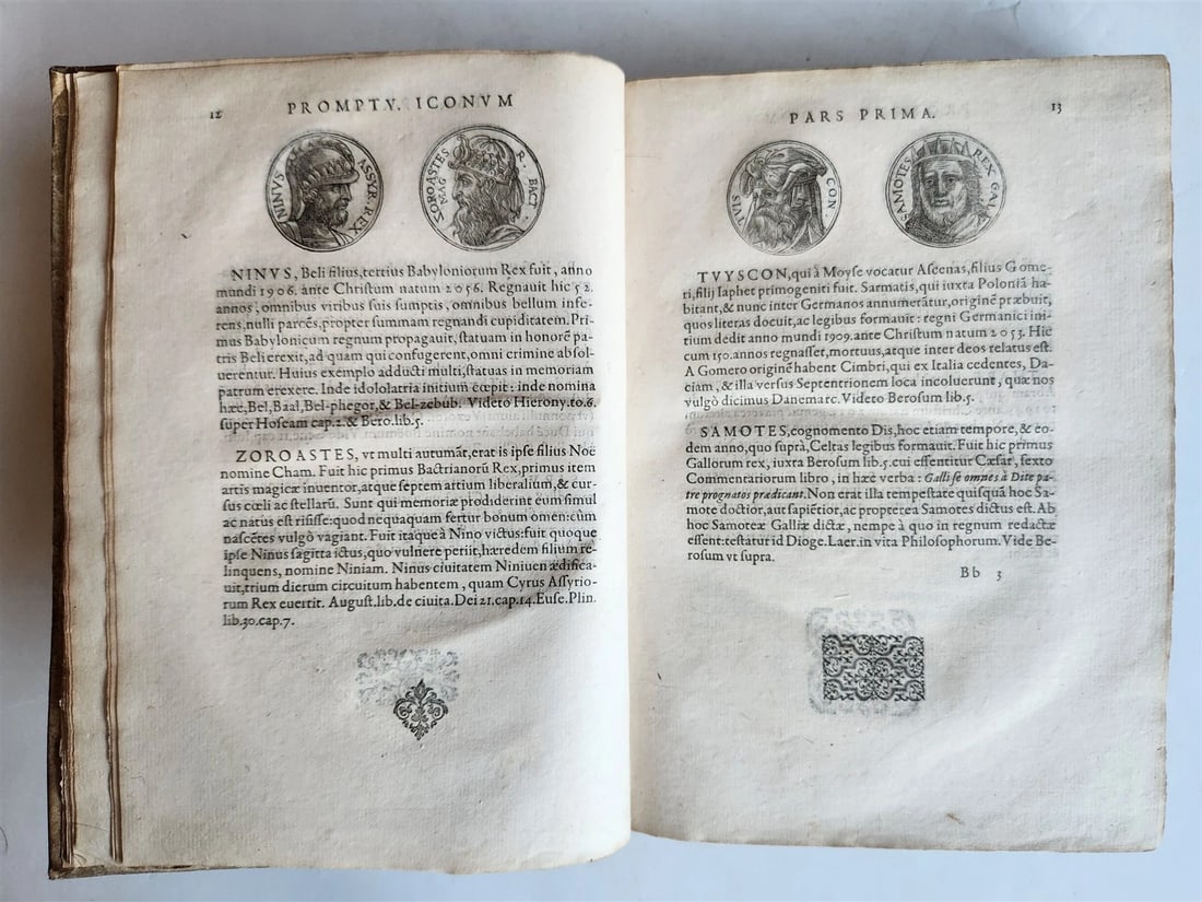 1578 NOTABLE MEN BIOGRAPHIES ILLUSTRATED antique Promtuarii iconum VELLUM 16th C - 6
