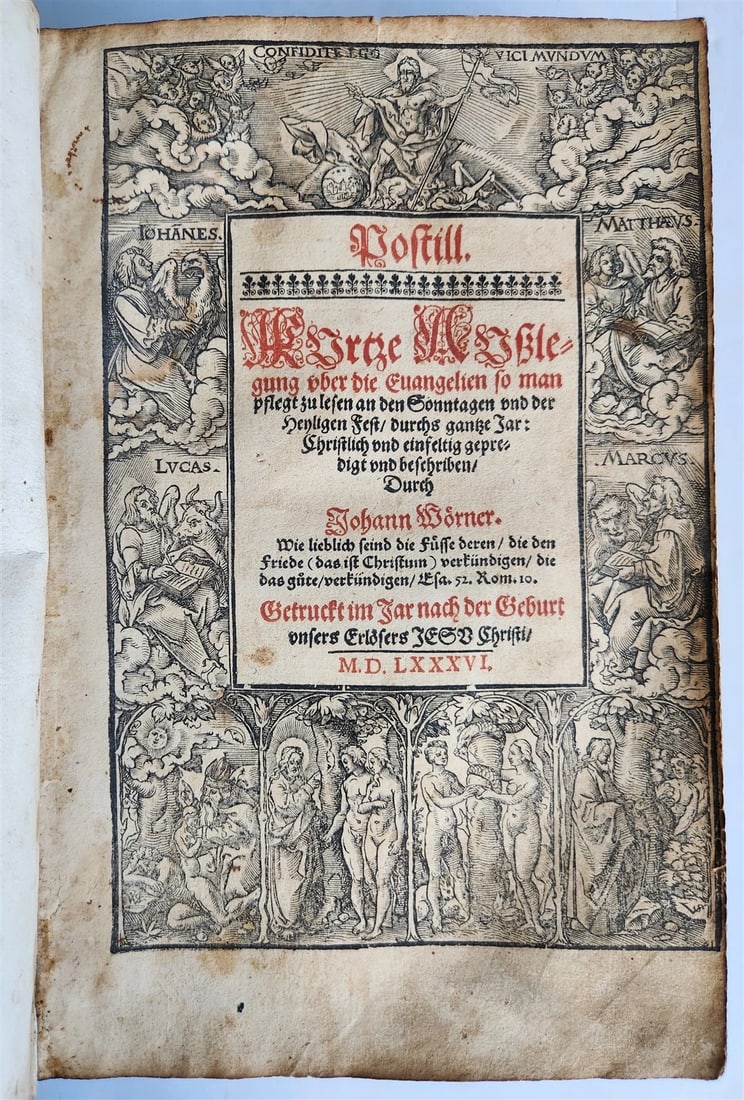 1586 BIBLE COMMENTARY by JOHANN WERNER in GERMAN antique ILLUSTRATED rare FOLIO: Title: 1586 BIBLE COMMENTARY by JOHANN WERNER in GERMAN antique ILLUSTRATED rare FOLIO Description: Postill. Kurtze Asslegung uber die Evangelien so man pflegt zu lesen an den Sontagen und der