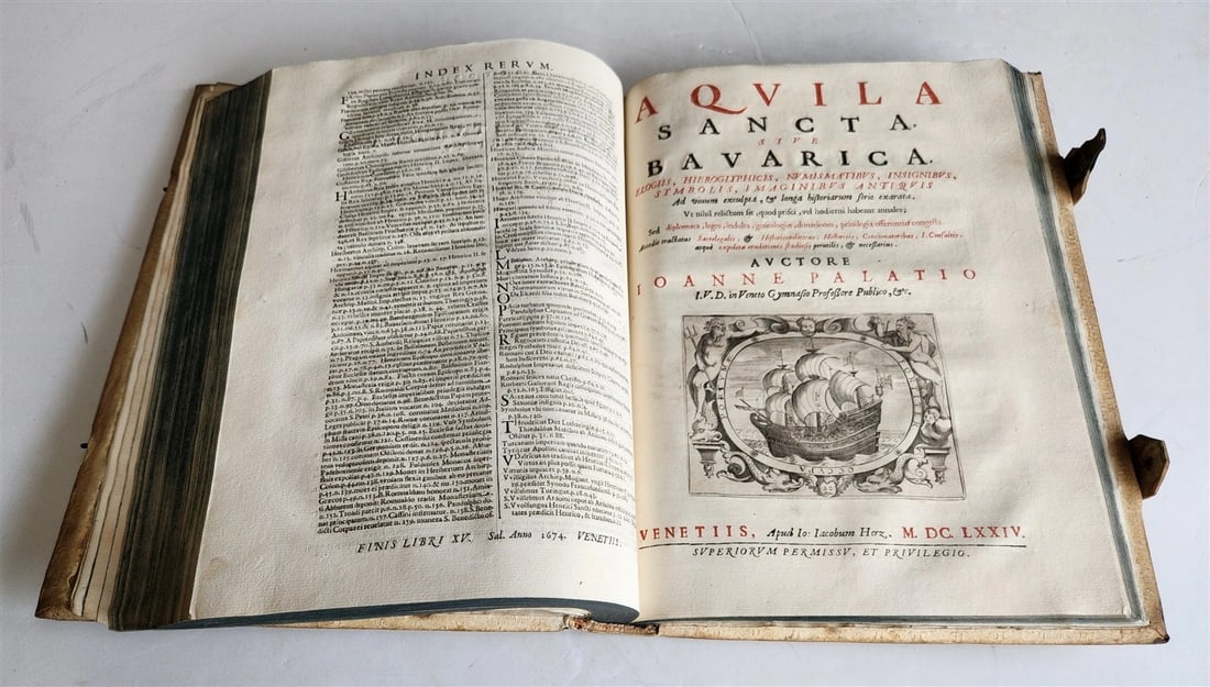 1673 SAXONY & BAVARIA HISTORY ILLUSTRATED FOLIO antique PIGSKIN BINDING - 9