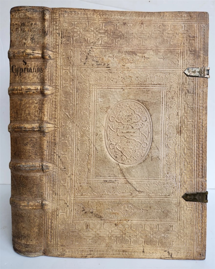 1649 ST. CYPRIAN OPERA antique HAND TOOLED PIGSKIN BOUND FOLIO: Title: 1649 ST. CYPRIAN OPERA antique HAND TOOLED PIGSKIN BOUND FOLIO Description: SANCTI CAECILII CYPRIANI Opera, Nicolai Rigaltii observationibus ad veterum exemplarium fidem recognita et