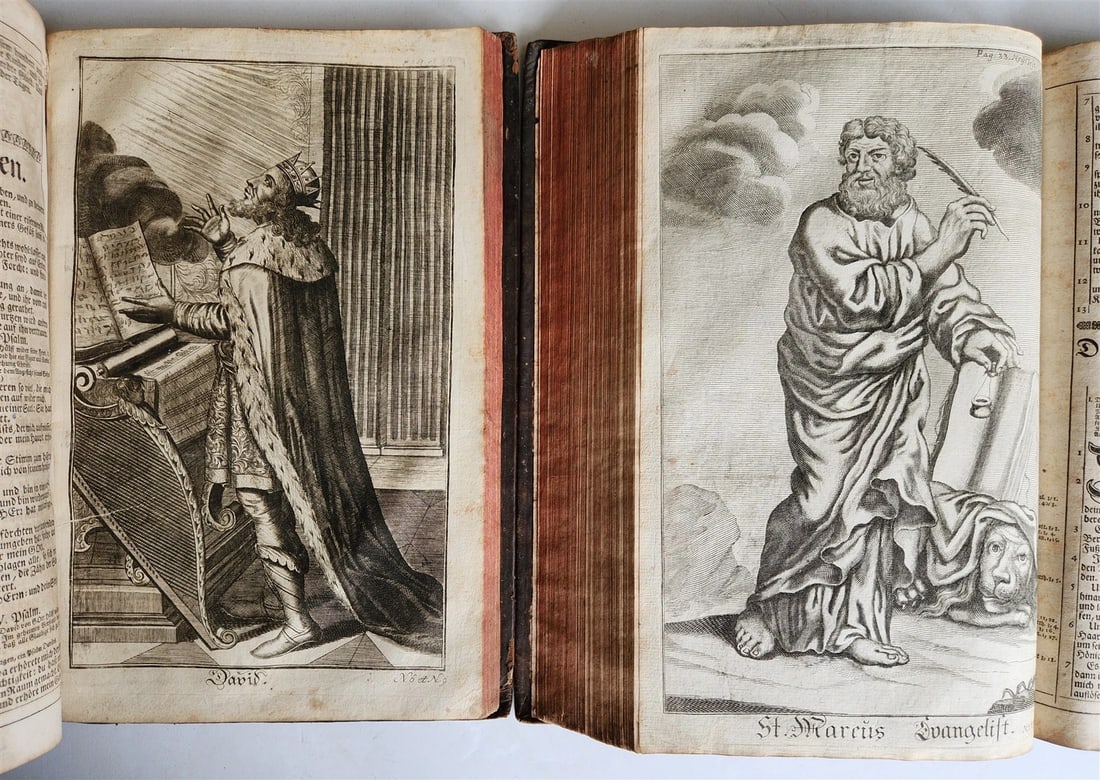 1734 BIBLE IN GERMAN ILLUSTRATED antique 2 FOLIO VOLUMES - 10