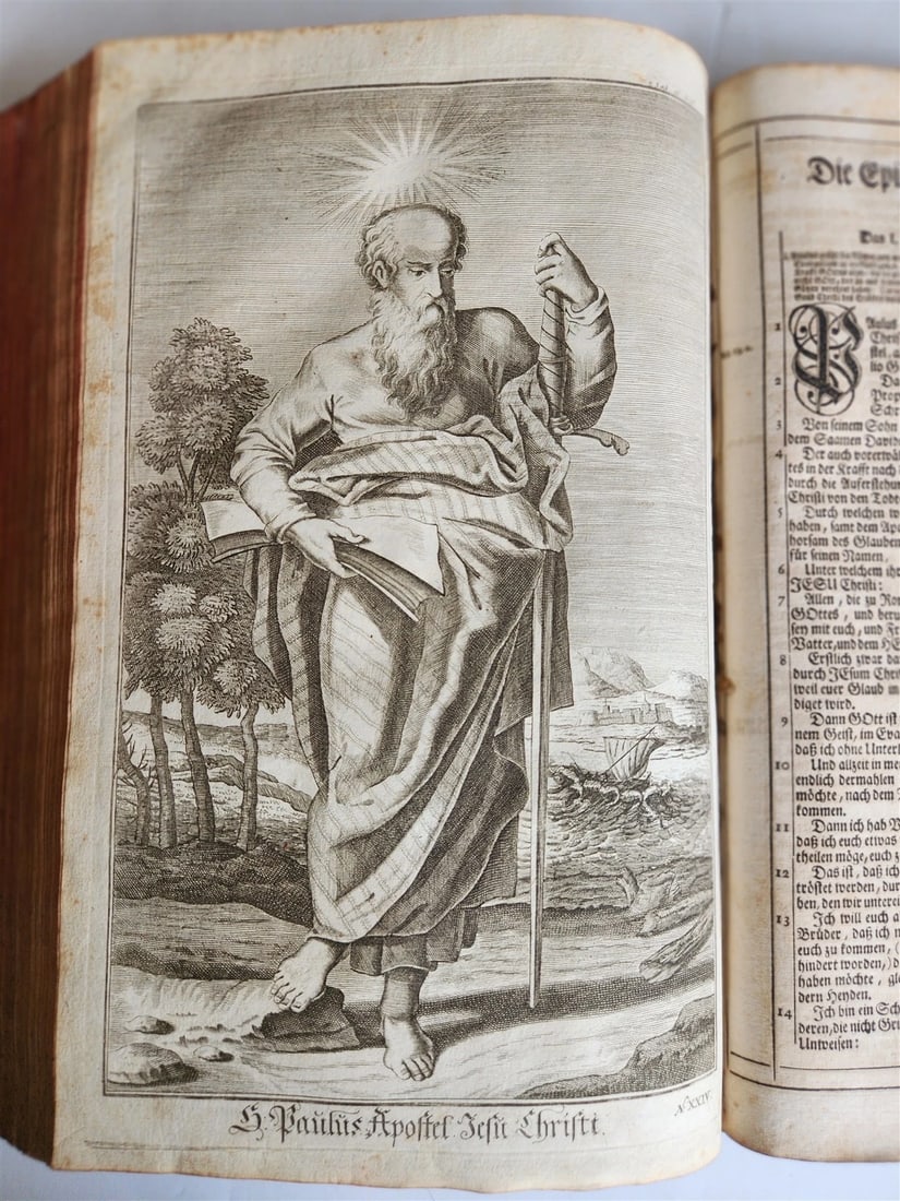 1734 BIBLE IN GERMAN ILLUSTRATED antique 2 FOLIO VOLUMES - 13