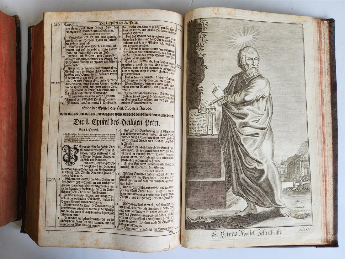1734 BIBLE IN GERMAN ILLUSTRATED antique 2 FOLIO VOLUMES - 14