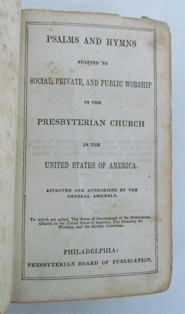 1850s PRESBYTERIAN CHURCH PSALMS & HYMNS antique PHILADELPHIA AMERICANA (1 of 5)