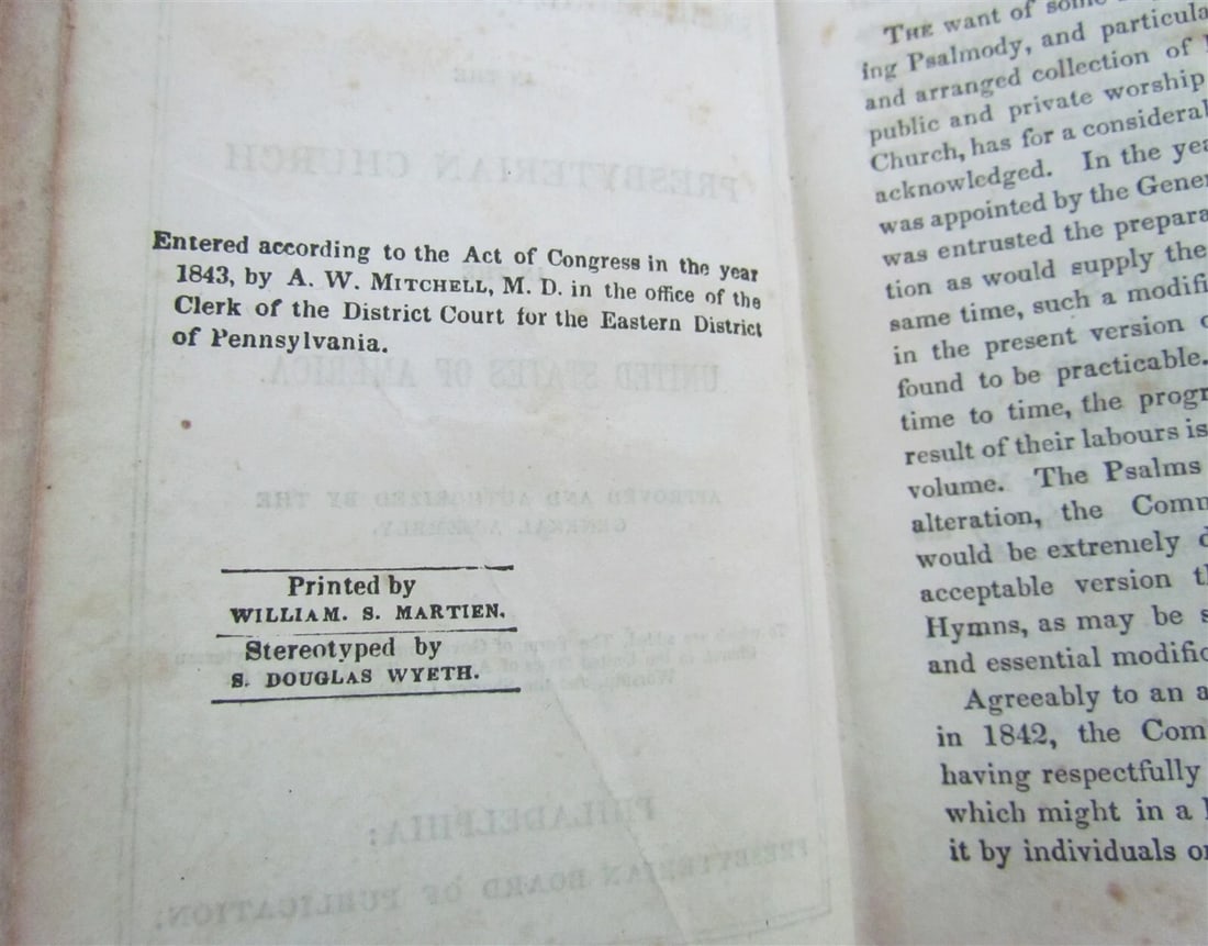 1850s PRESBYTERIAN CHURCH PSALMS & HYMNS antique PHILADELPHIA AMERICANA - 3