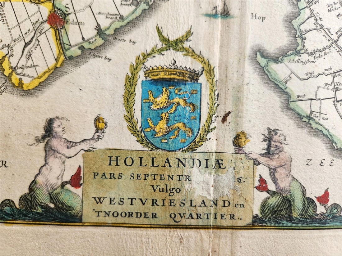 1640 MAP of HOLLANDIA NETHERLANDS by WILLEM BLAEU antique AUTHENTIC - 2