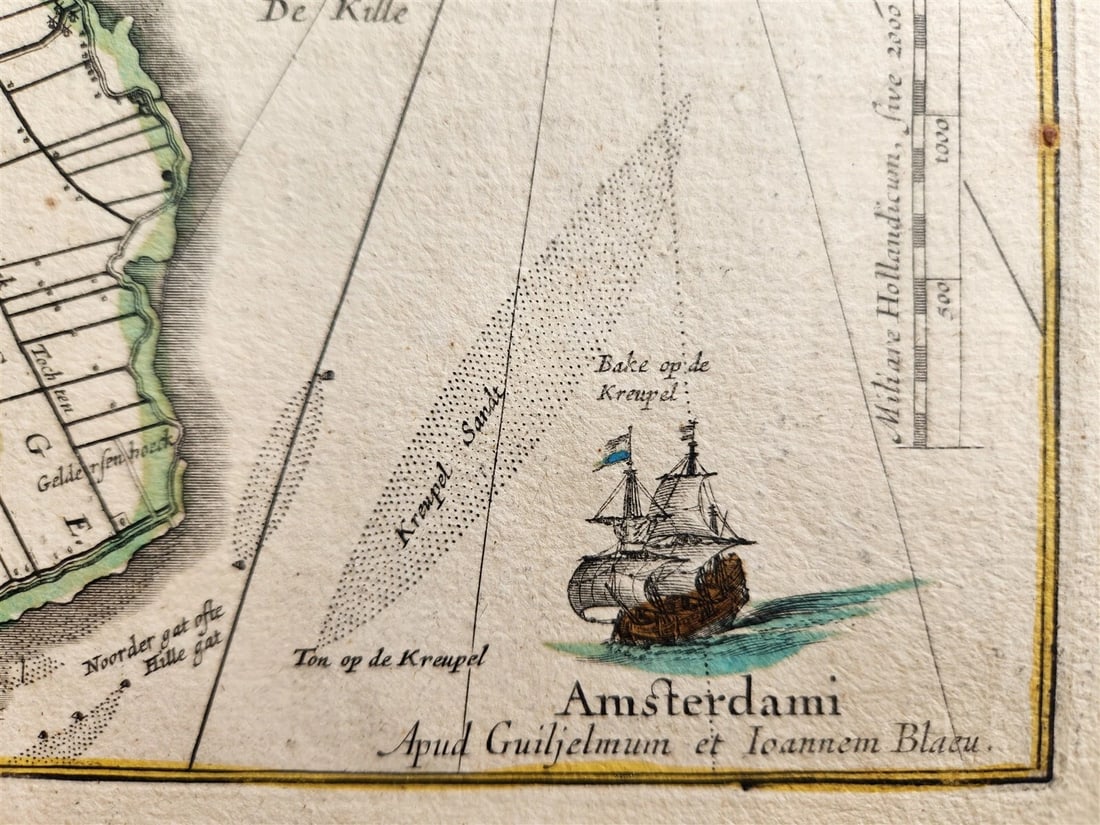 1640 MAP of HOLLANDIA NETHERLANDS by WILLEM BLAEU antique AUTHENTIC - 3