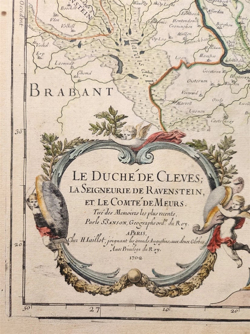 1702 FRANCE LE DUCHE de CLEVES antique MAP by Hubert Jaillot - 2