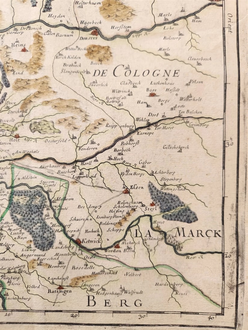 1702 FRANCE LE DUCHE de CLEVES antique MAP by Hubert Jaillot - 4