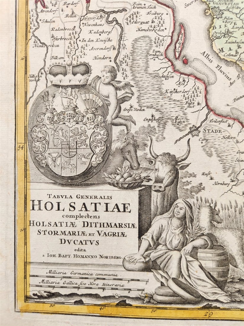 1730 HOLSTEIN GERMANY antique MAP TABULA GENERALIS HOLSATIAE by JOHANN HOMANN - 3