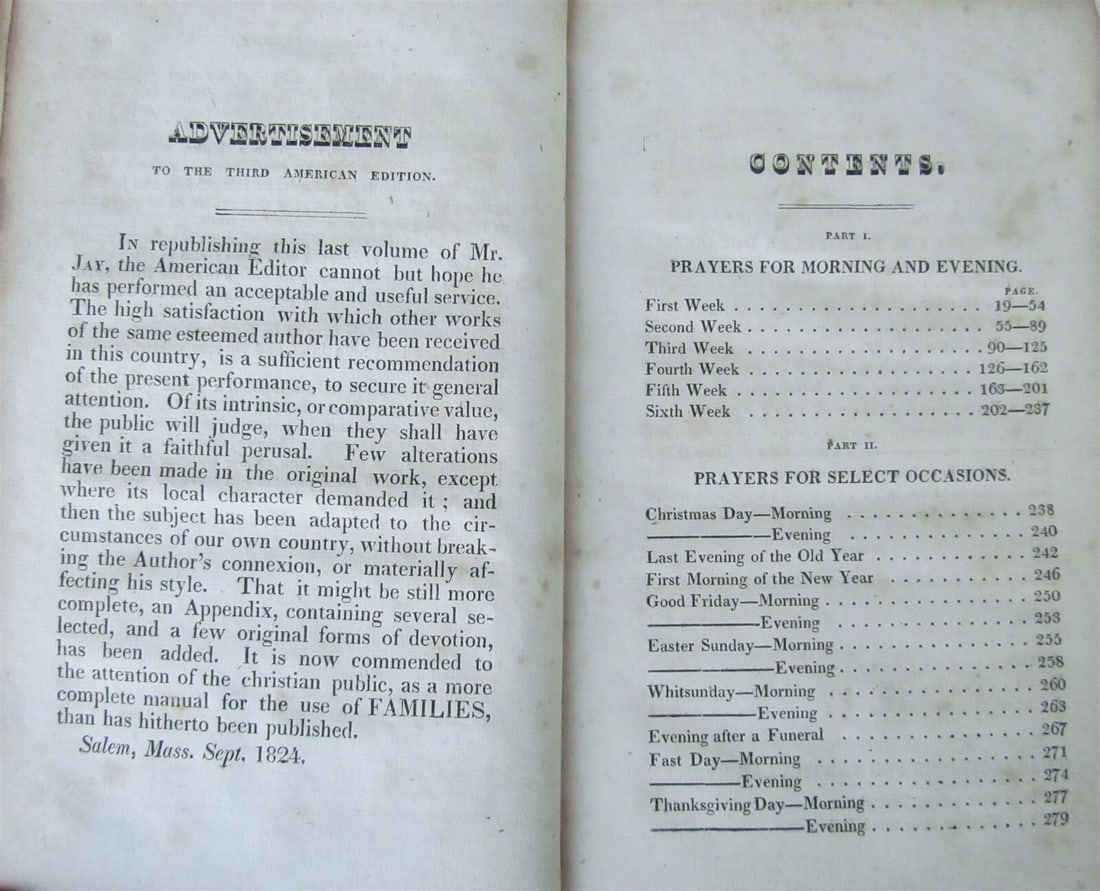 1824 PRAYERS for USE of FAMILIES DOMESTIC MINISTER'S ASSISTANT antique AMERICANA - 4