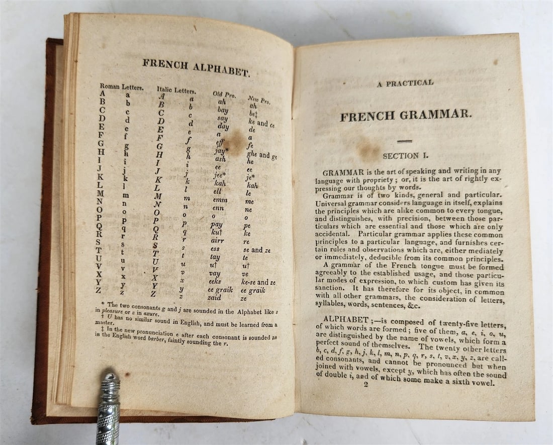 1825 GRAMMAR of the FRENCH LANGUAGE by N.Wanostrocht antique Boston - 4