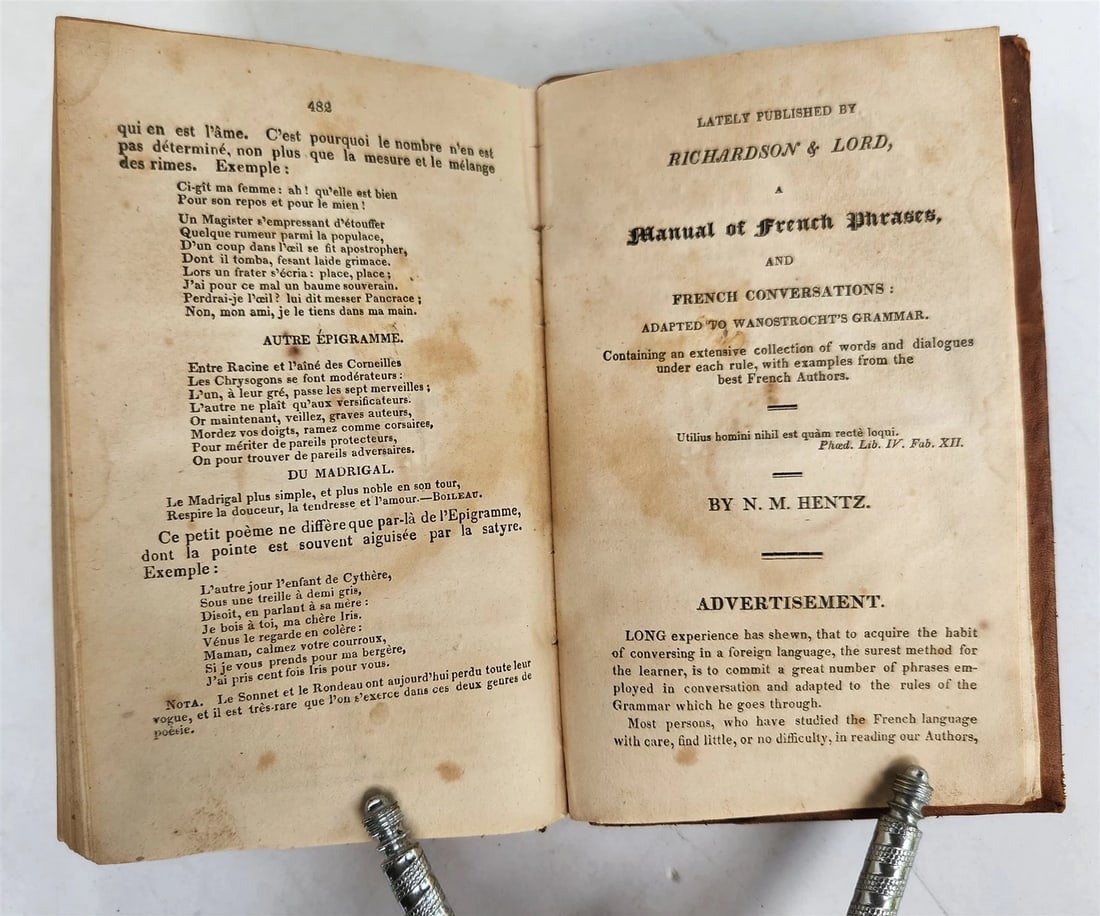 1825 GRAMMAR of the FRENCH LANGUAGE by N.Wanostrocht antique Boston - 7