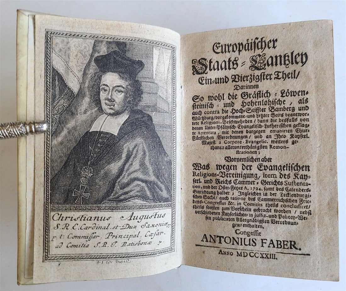 1723 Europaischen Staats-Cantzley antique VELLUM BOUND: Title: 1723 Europaischen Staats-Cantzley antique VELLUM BOUND Description: Europaischen Staats-Cantzley by Antonius Faber printed in 1723 Size 4 by 6 3/4" [39], 735 pages Full vellum binding with