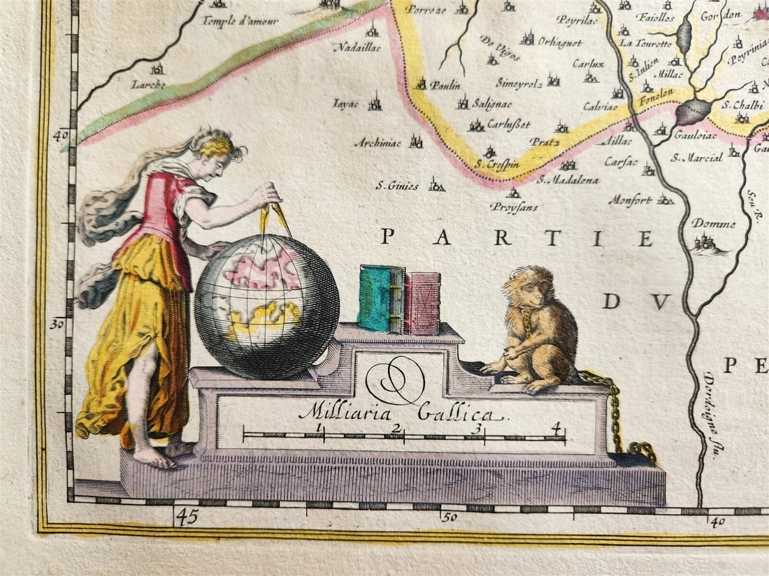 1640 MAP of FRANCE Quercy Province WILLEM BLAEU antique AUTHENTIC hand colored - 2