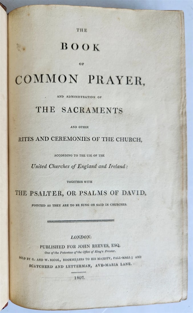 1807 BOOK of COMMON PRAYER ILLUSTRATED w/ PSALMS of DAVID antique in ENGLISH - 2