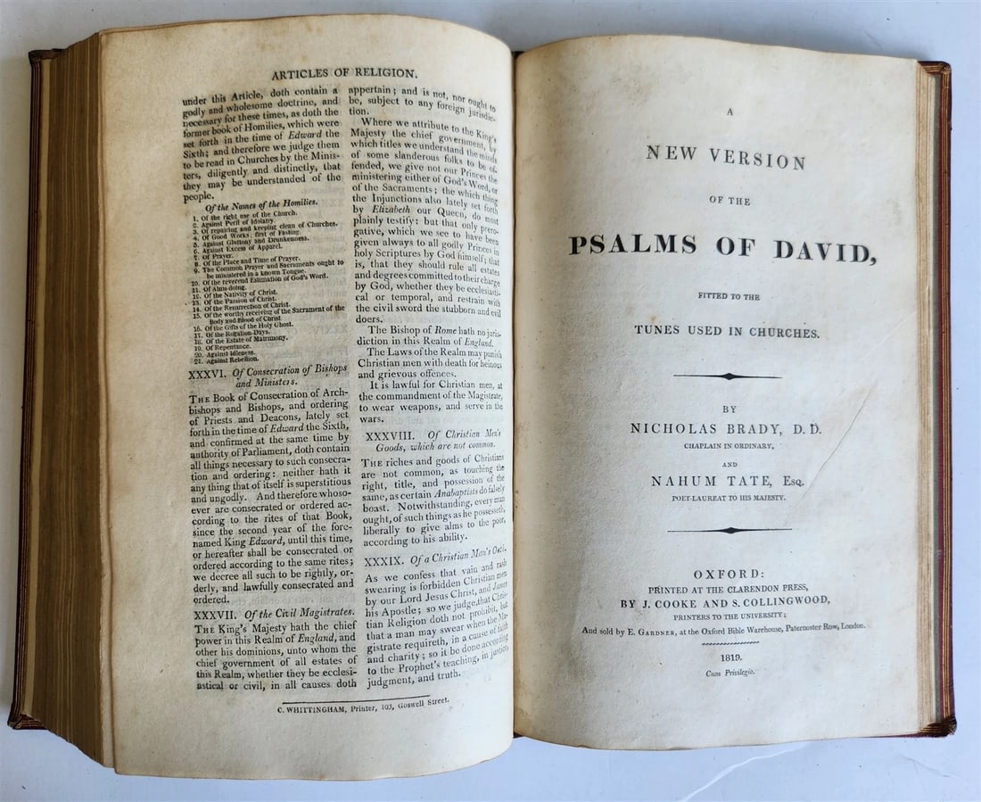1807 BOOK of COMMON PRAYER ILLUSTRATED w/ PSALMS of DAVID antique in ENGLISH - 6