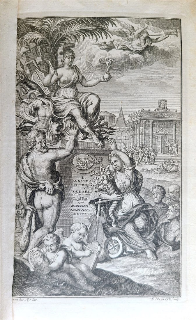 1744 FLORUS ROMAN HISTORY antique VELLUM BINDING Epitome Rerum Romanarum (1 of 6)