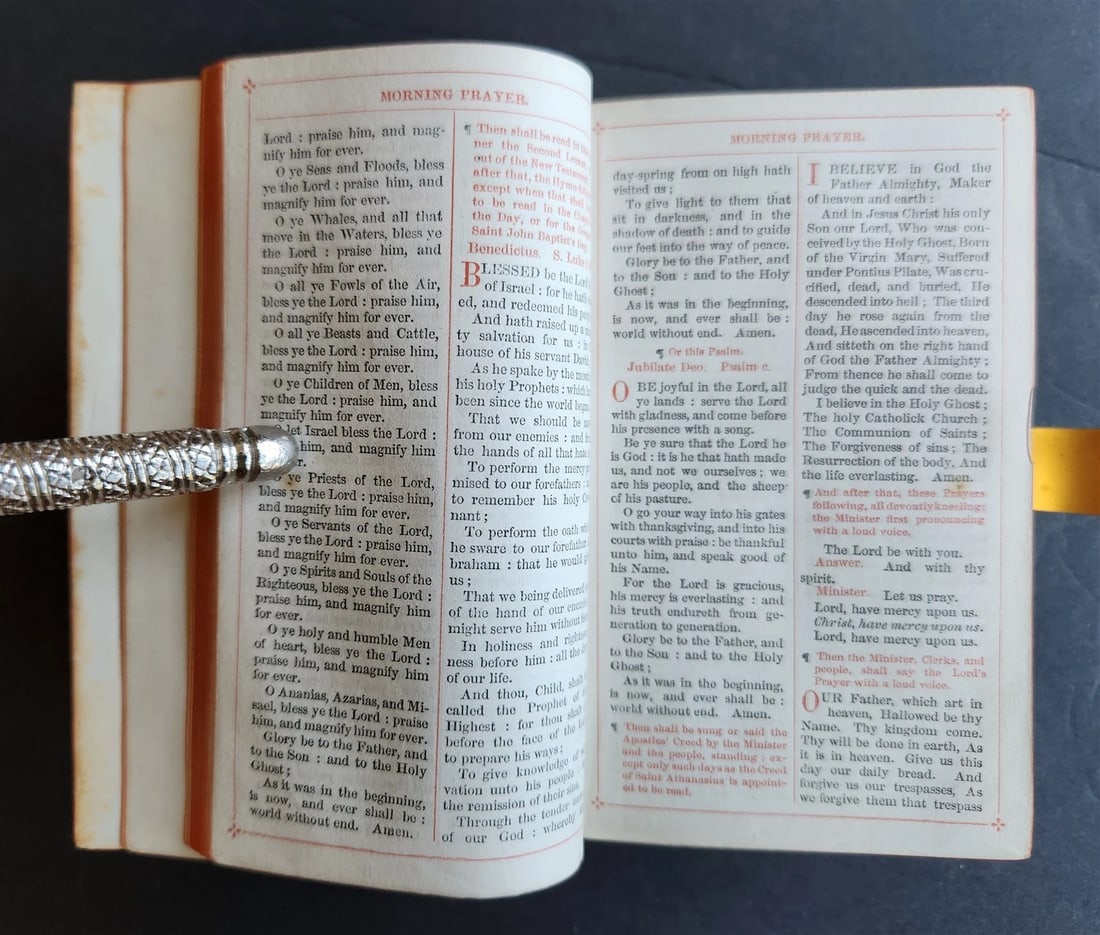 1890s COMMON PRAYER BOOK in ENGLISH antique NICE BINDING w/ APPLIED CROSS - 9