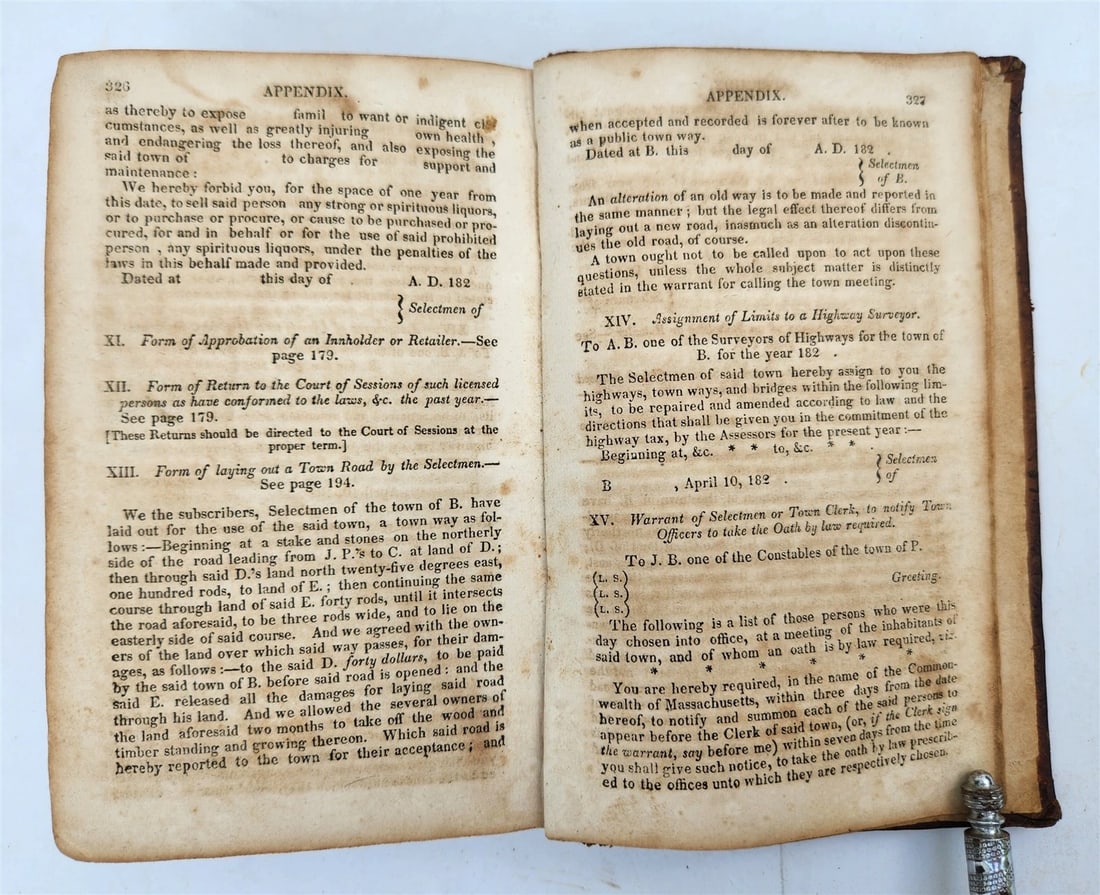 1825 TOWN OFFICER or, LAWS of MASSACHUSSETTS antique Americana - 7