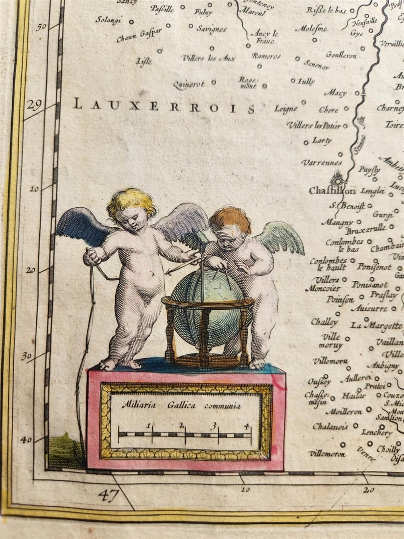 1640 MAP of FRANCE CHAMPAGNE by WILLEM BLAEU antique AUTHENTIC hand colored - 3