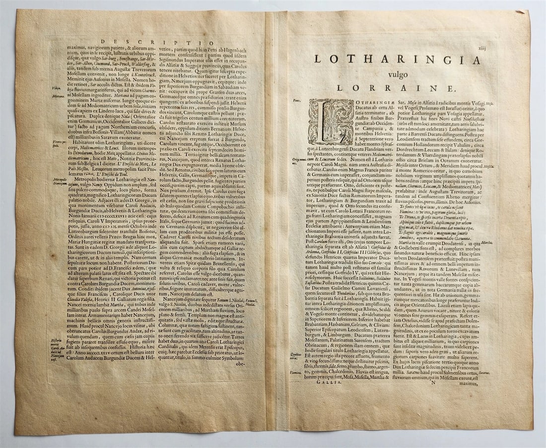 1640 MAP LOTHARINGIA LORRAINE FRANCE WILLEM BLAEU antique AUTHENTIC hand colored - 3