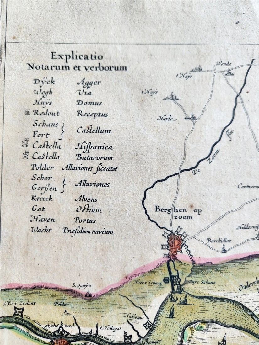 1640 Brabant Leuven BELGIUM MAP by WILLEM BLAEU antique AUTHENTIC hand colored - 3