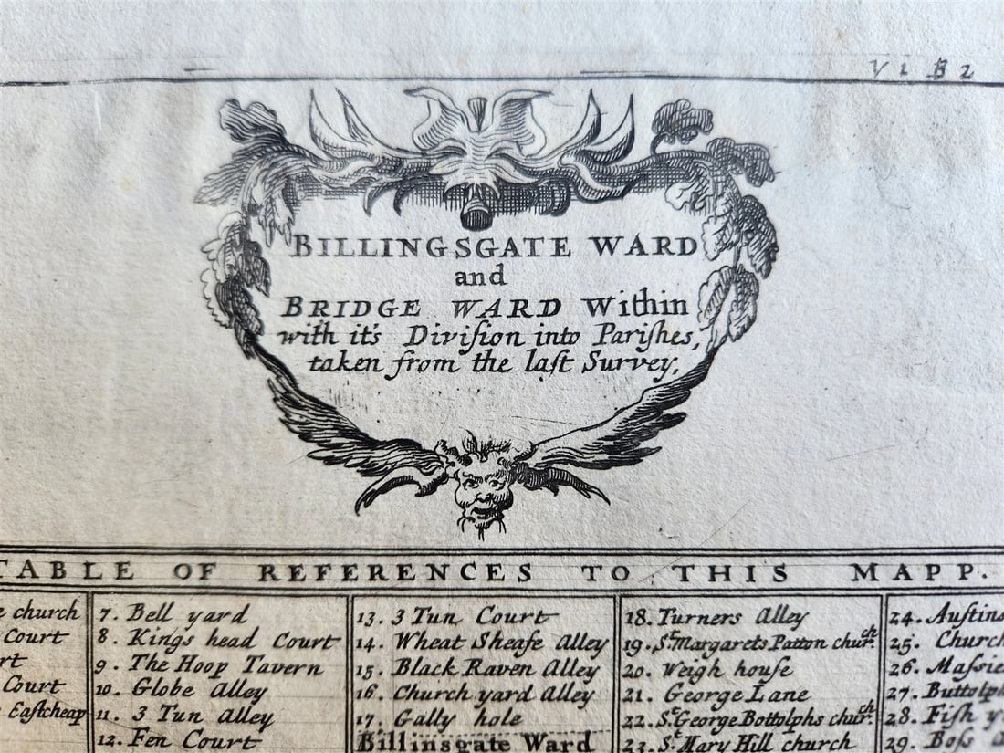 1754 MAP of LONDON antique BILLINGSGATE WARD and BRIDGE WARD - 2