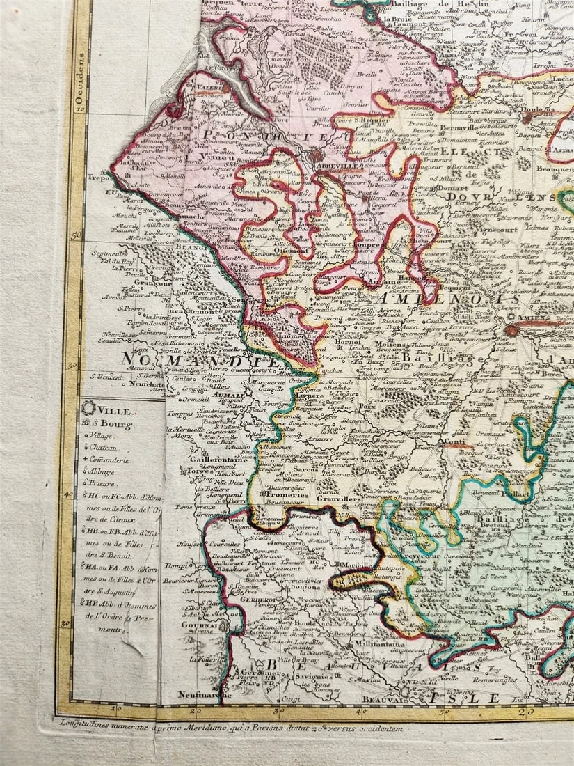 1746 PICARDIE FRANCE antique MAP Pas-de-Calais by Homann - 3