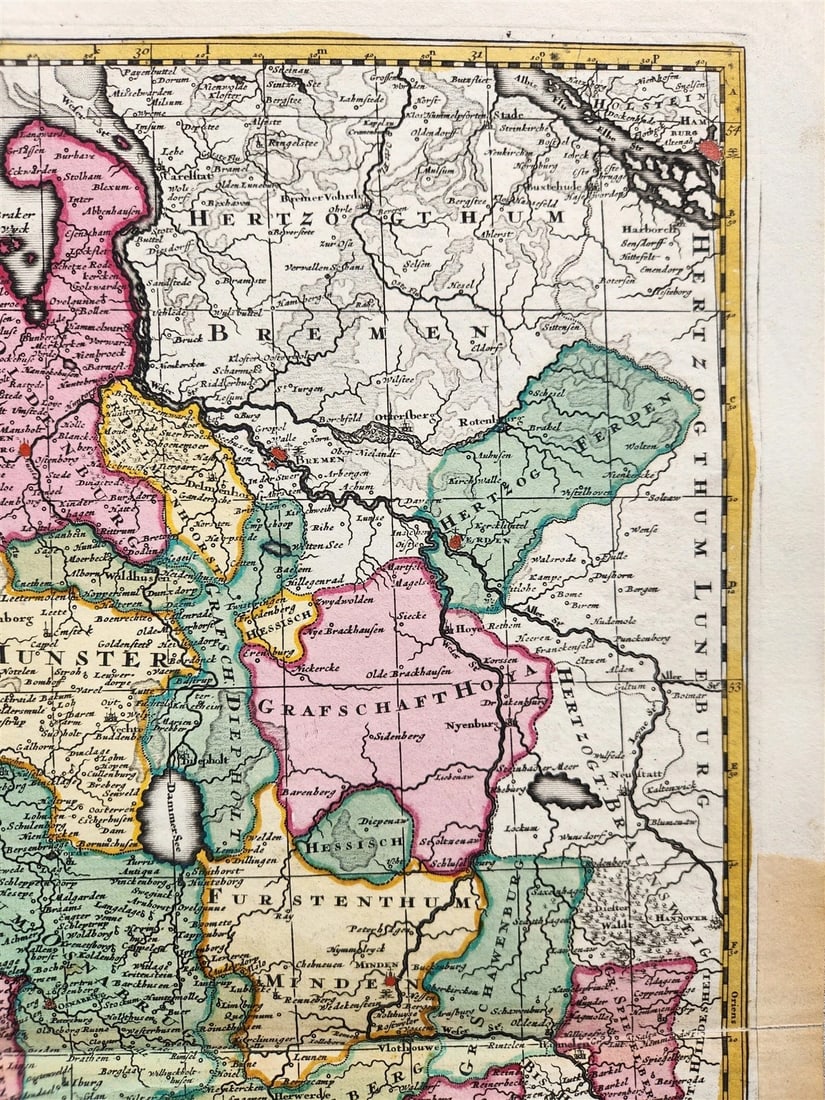 1689 GERMANY WESTPHALIAE CIRCULUS antique MAP by N. Visscher - Peter Schenk - 6