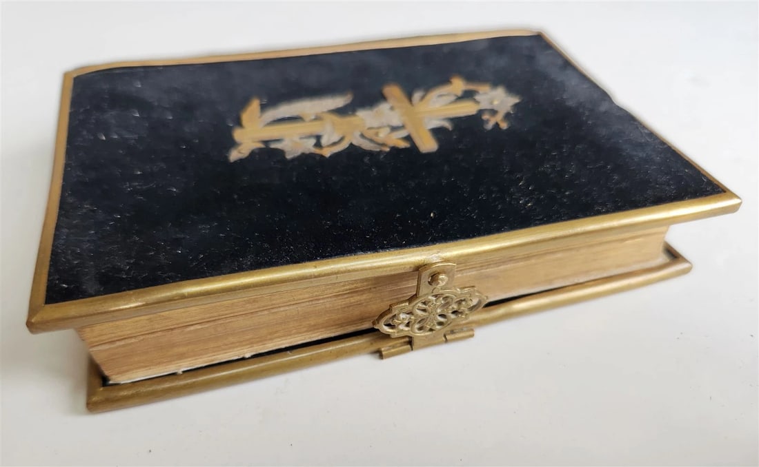 1905 HYMNAL in GERMAN antique DECORATIVE VELVET BINDING w/ METAL ORNAMENT - 6