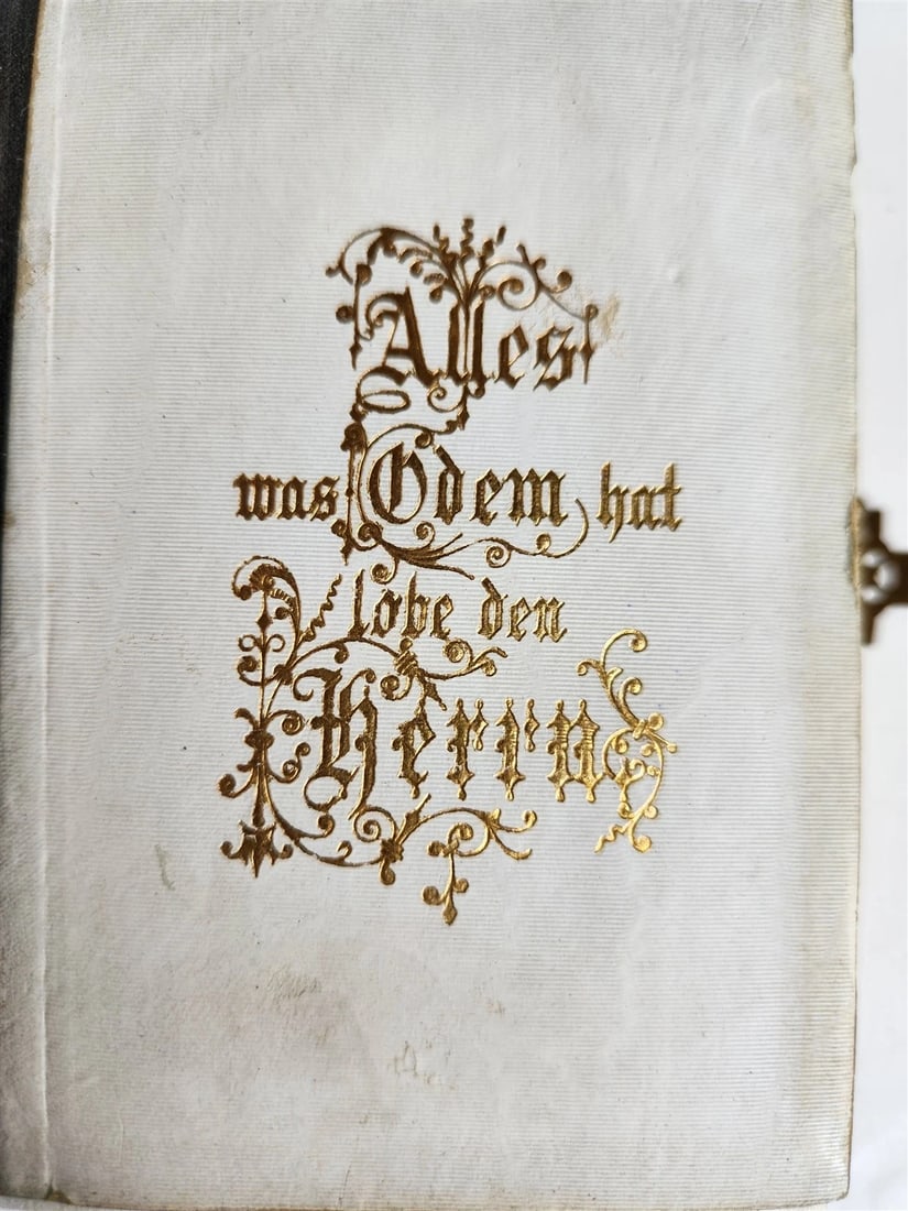 1905 HYMNAL in GERMAN antique DECORATIVE VELVET BINDING w/ METAL ORNAMENT - 9