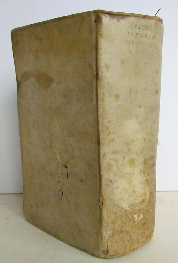 1719 Historae Philippiae antique by JUSTIN MACEDONIA KINGS HISTORY VELLUM BOUND - 2
