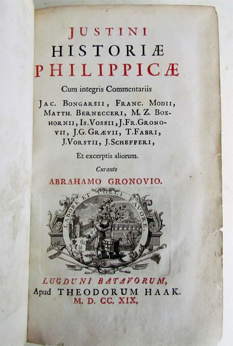 1719 Historae Philippiae antique by JUSTIN MACEDONIA KINGS HISTORY VELLUM BOUND - 3