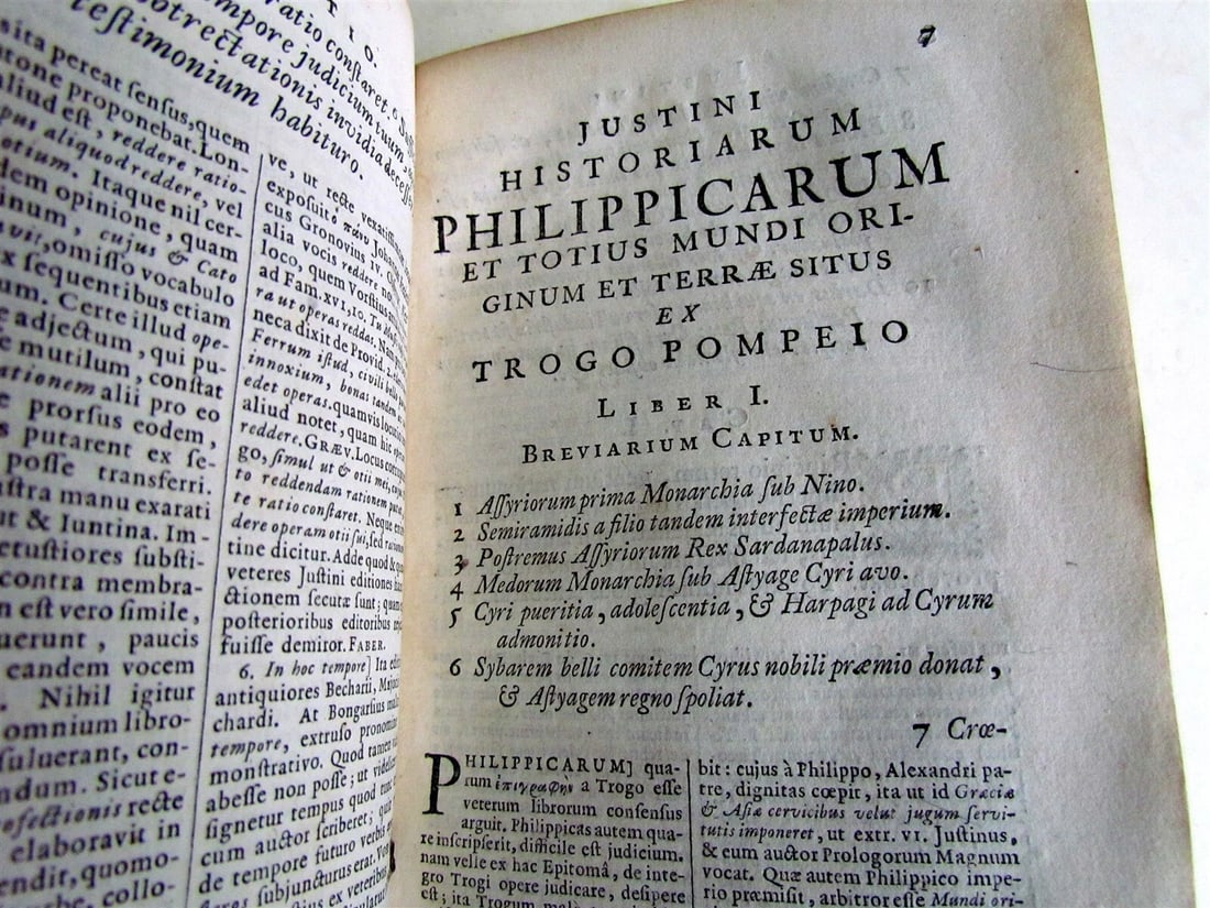 1719 Historae Philippiae antique by JUSTIN MACEDONIA KINGS HISTORY VELLUM BOUND - 4