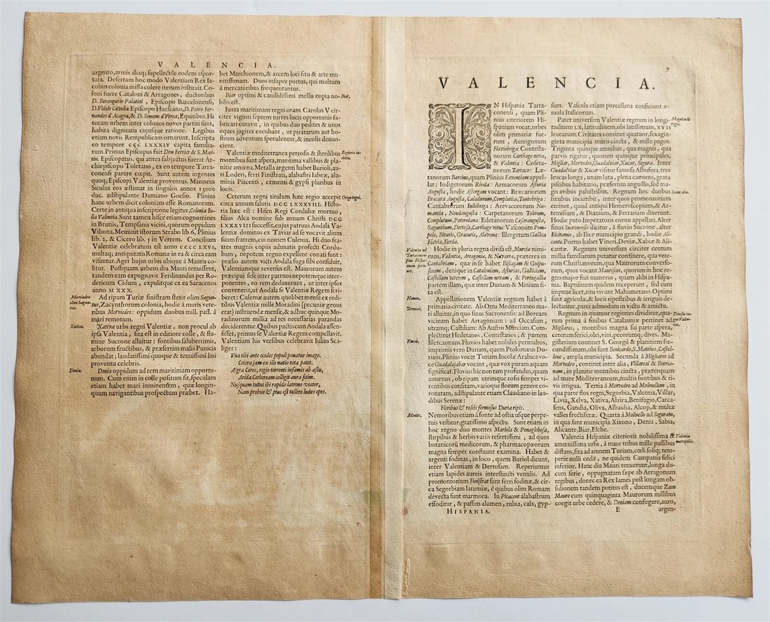 1640 MAP of VALENTIA SPAIN by WILLEM BLAEU antique AUTHENTIC hand colored - 5