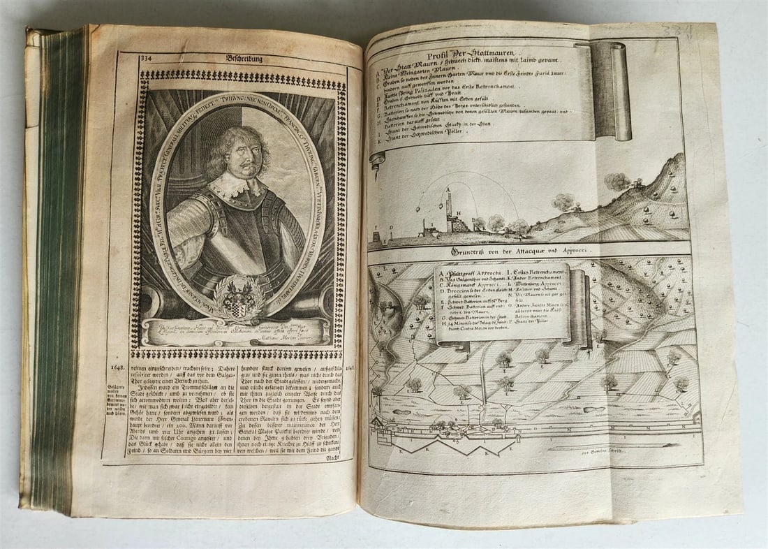 1663 EUROPEAN HISTORY ILLUSTRATED w/ OVER 80 ENGRAVINGS antique VELLUM FOLIO - 18