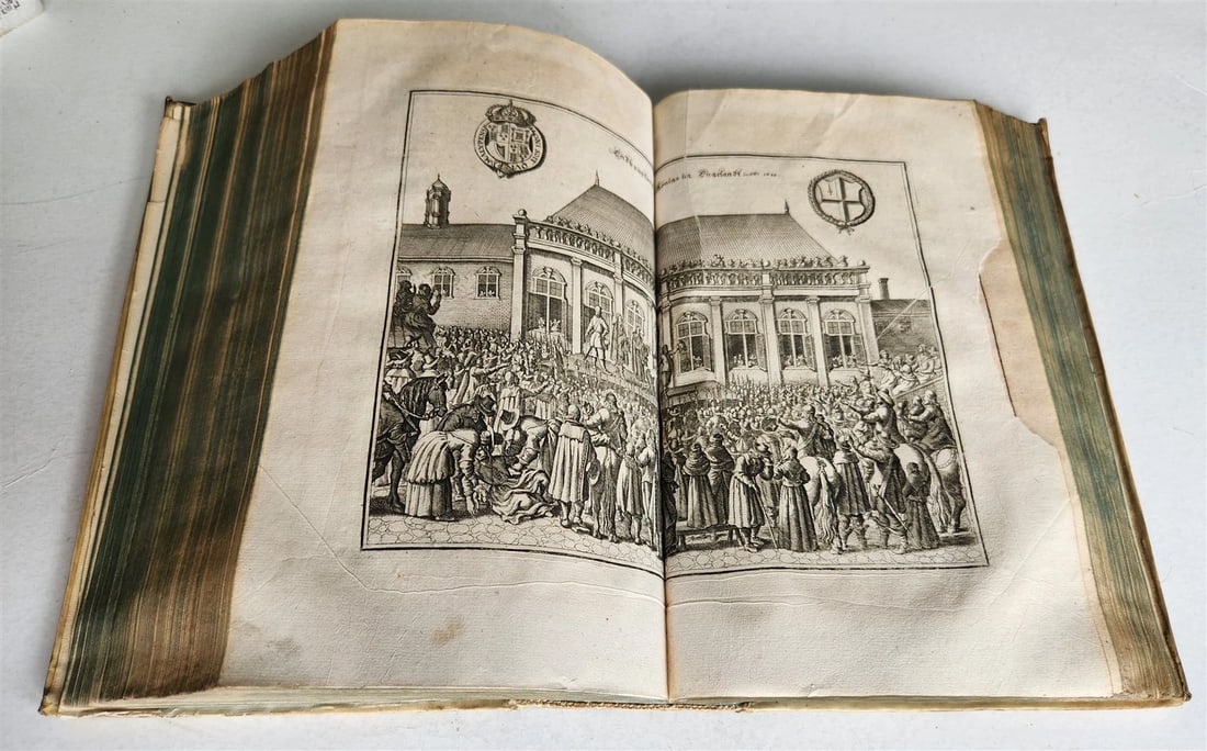 1663 EUROPEAN HISTORY ILLUSTRATED w/ OVER 80 ENGRAVINGS antique VELLUM FOLIO - 20