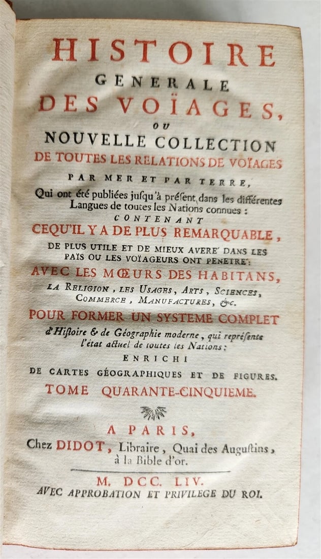 1754 HISTOIRE des VOYAGES antique vol.45 illustrated CUBA PANAMA VENEZUELA - 2