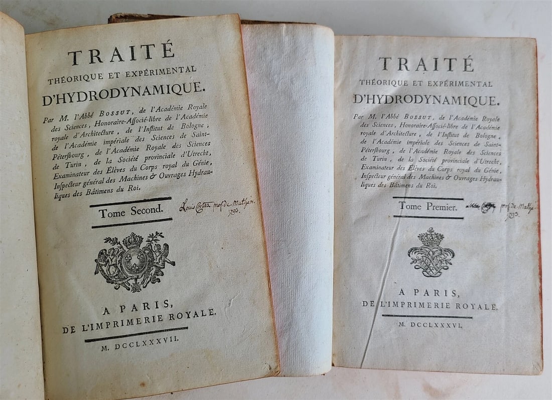 1787 TREATISE on THEORETICAL & EXPERIMENTAL HYDRODINAMICS 2 VOLUMES antique - 2