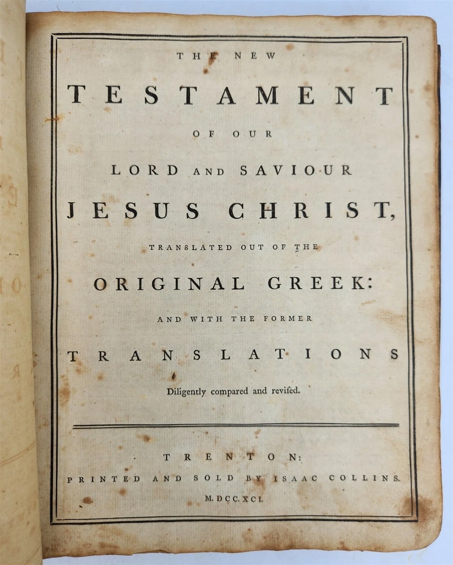 1791 BIBLE by ISAAC COLLINS FIRST printed in NEW JERSEY antique RARE Americana - 10