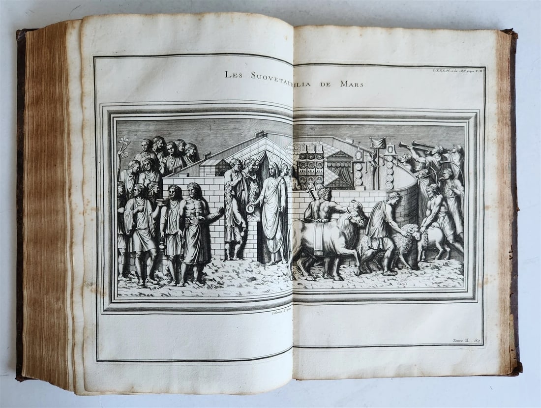 1719 CULTS of ROMANS & GREEKS antique FOLIO RICHLY ILLUSTRATED w/ 104 PLATES - 17