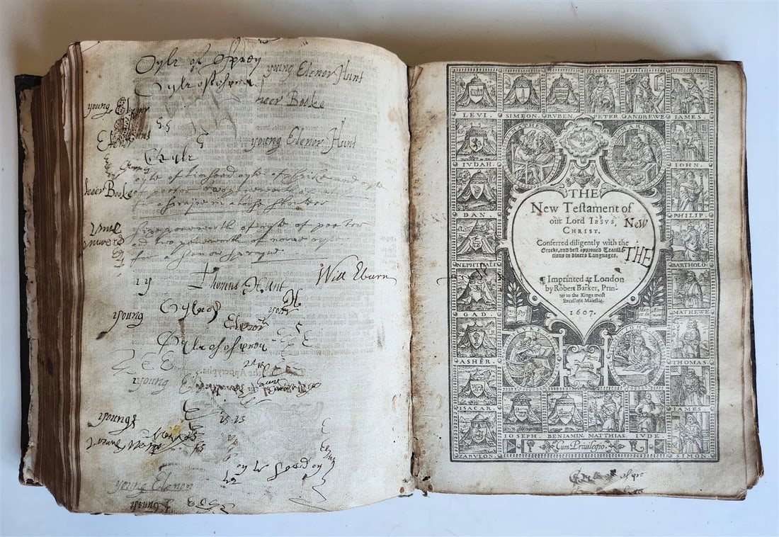 1607 BIBLE in ENGLISH antique GENEVA OLD & NEW TESTAMENT by Robert Barker - 2