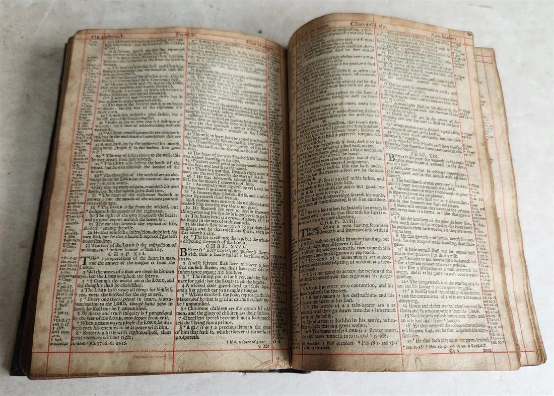 1660 BIBLE in ENGLISH OLD & NEW TESTAMENT antique BINDING w/ SILVER CORNERS - 4
