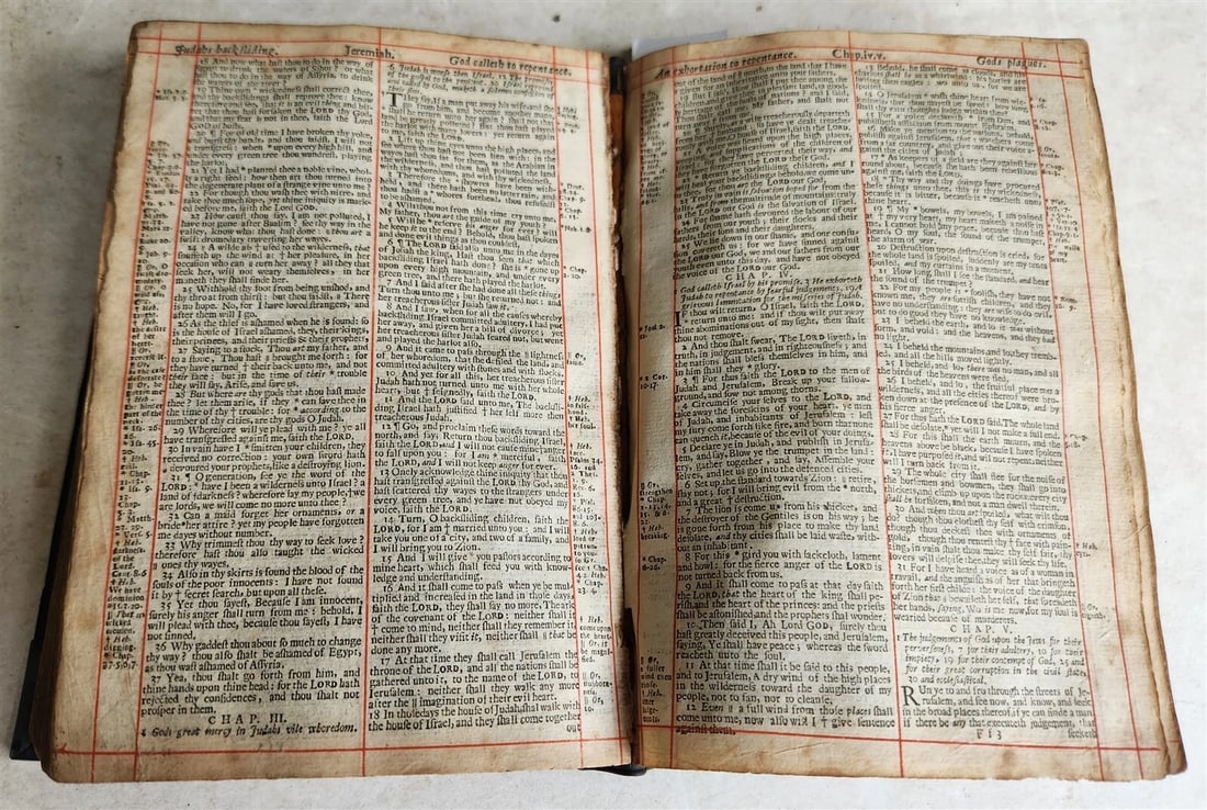 1660 BIBLE in ENGLISH OLD & NEW TESTAMENT antique BINDING w/ SILVER CORNERS - 5