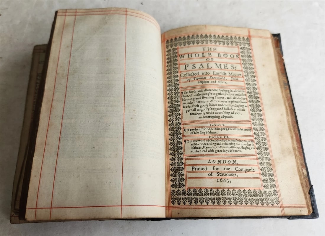 1660 BIBLE in ENGLISH OLD & NEW TESTAMENT antique BINDING w/ SILVER CORNERS - 6
